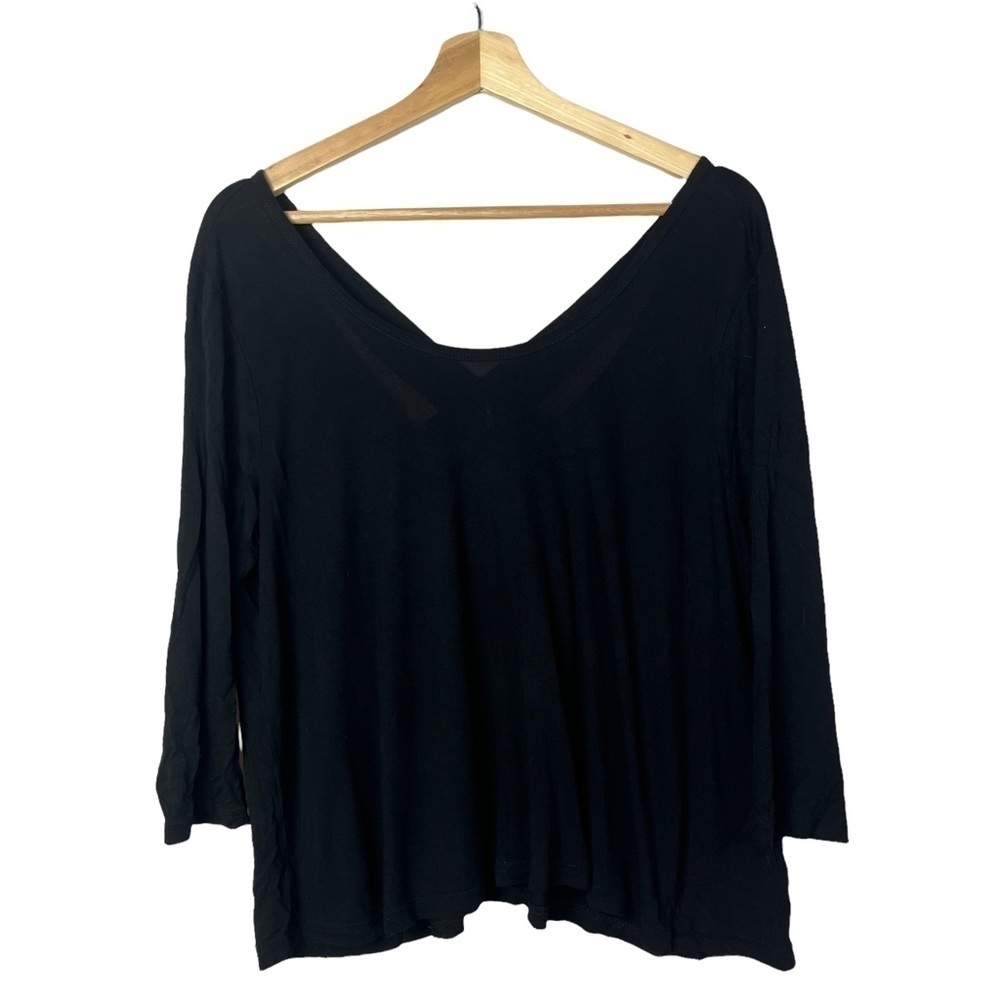 JACK BB Dakota Black Cross Back 3/4 Long Sleeve Blouse L